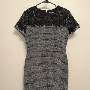 Karl Lagerfeld tweed like dress with lace detailing. Size 6